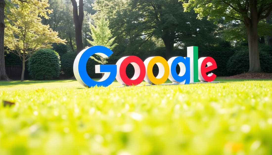 Google Top Quality Store badge jewellery concept with colourful Google letters on grass in park