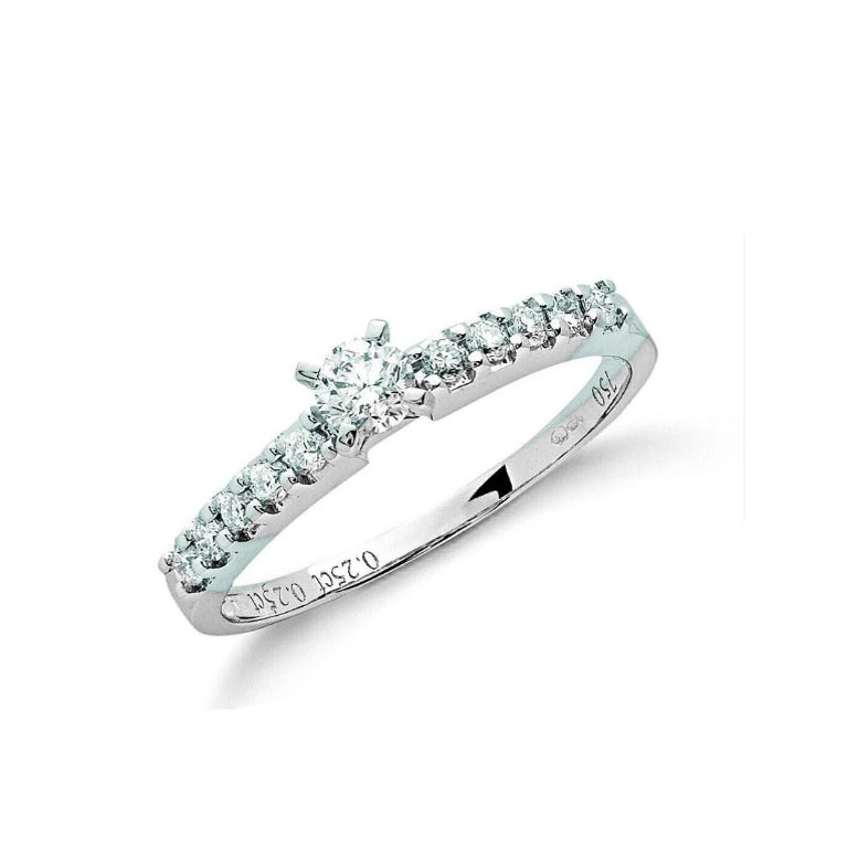 Real Diamond Solitaire Engagement Ring 18ct White Gold 0.50 Carat Weight