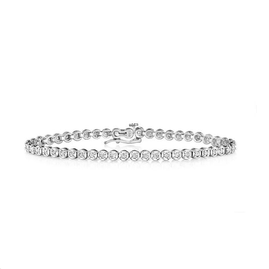 9ct White Gold Diamond Tennis Bracelet 1.00ctw