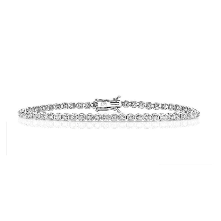 9ct White Real Diamond Tennis Bracelet 1.25ctw