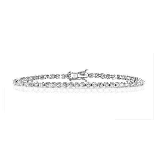 9ct White Real Diamond Tennis Bracelet 1.25ctw