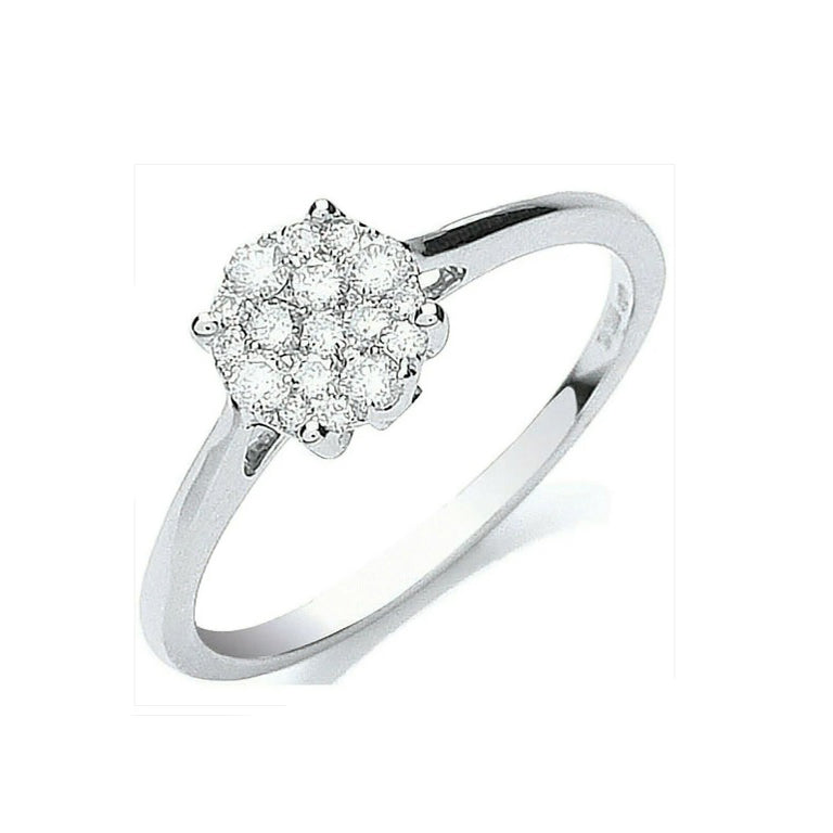 Real Diamond Ring 18ct White Gold 0.25ctw Sizes J K L M N O P Q