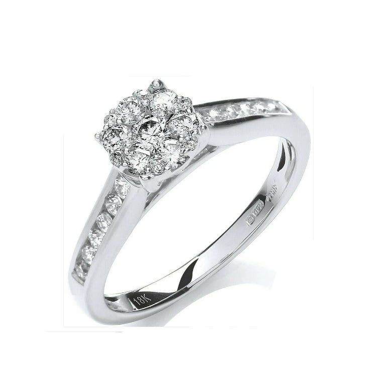 Real Diamond Ring 18ct White Gold 0.50 Carat Weight of Diamonds