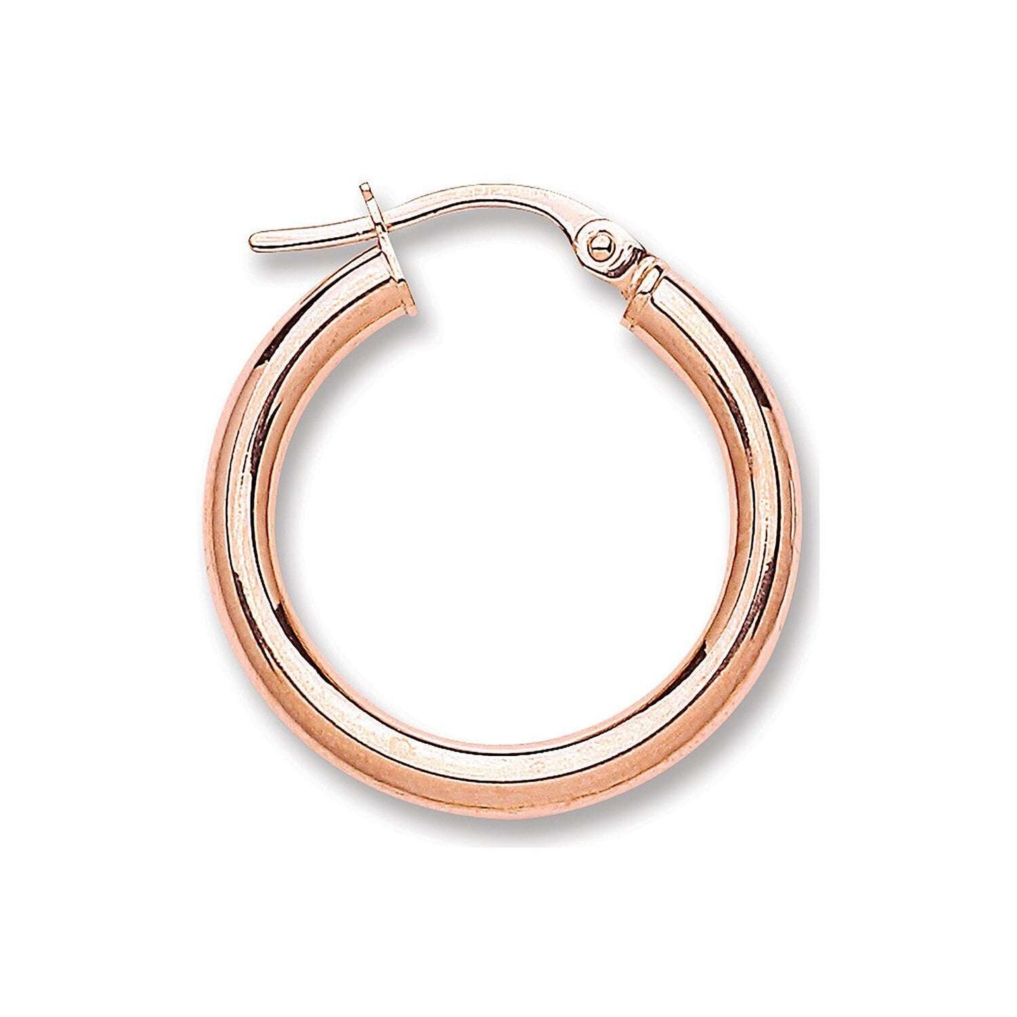 Rose Gold 20mm Hoop Earrings Round Tubular Hoops Hallmarked