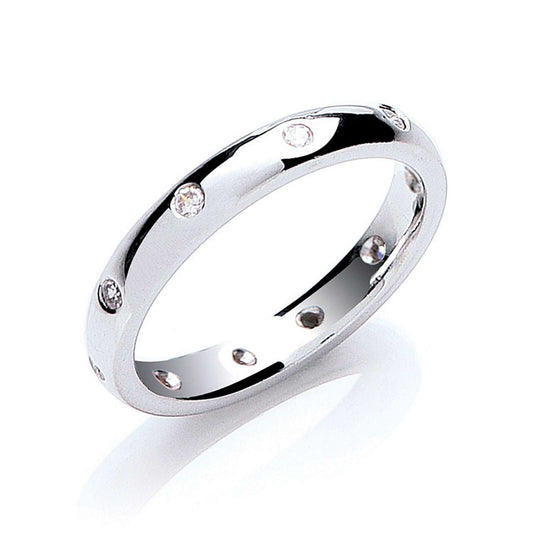 Diamond 3mm Court Wedding Band 10 Brilliant Cut Diamonds 0.20ctw White Gold