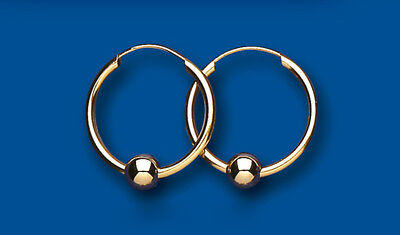 Gold Hoop Earrings Yellow Gold Hoop With Ball Bead 18mm