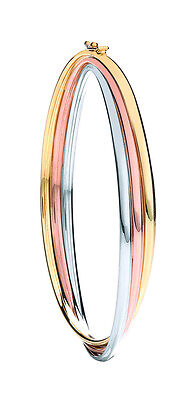 Russian Wedding Bangle Three Colour Gold Ladies Hinged Bracelet