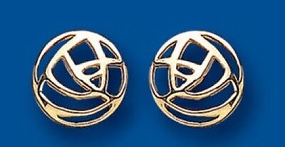 9ct Mackintosh Stud Earrings Yellow Gold Rose Design Studs British Made