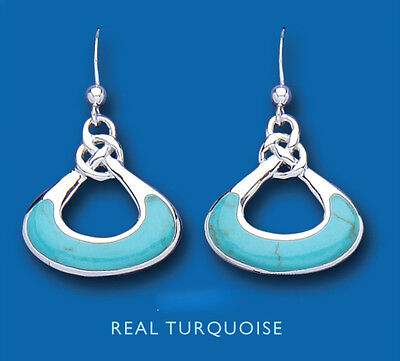 Turquoise Drop Earrings Sterling Silver Drops Natural Stone Hallmarked British