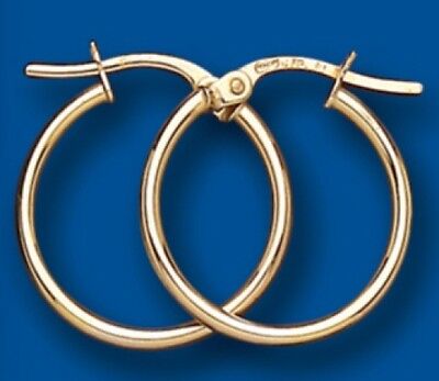 Hoop Earrings Yellow Gold Creole Plain Slim 18mm Hallmarked