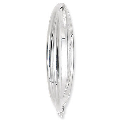 Sterling Silver Ladies Oval Plain Double D Shape Hinged Bangle