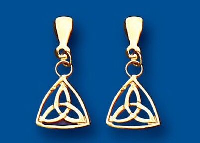 9ct Celtic Design Drop Earrings Yellow Gold Drops Dangly Hallmarked