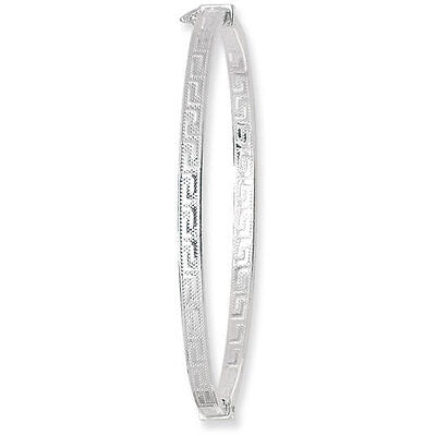 Sterling Silver Greek Bangle Hinged Ladies British Made Hallmarked