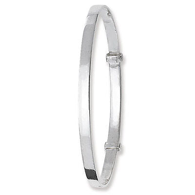 Solid Silver Baby Bangle Plain Adjustable Christening Gift