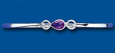 Sterling Silver Real Amethyst Bangle British Made Hallmarked