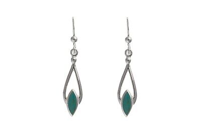 Real Turquoise Silver Earrings Drop Natural Stone Drops 925 Hallmark