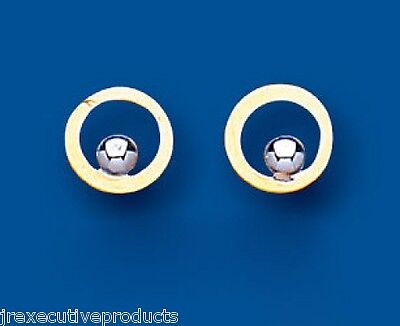 9ct Open Circle Stud Earrings Solid Yellow and White Gold Studs British Made