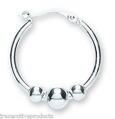 Silver Hoop Earrings Creole Hoops 24mm With Ball 925 hallmark