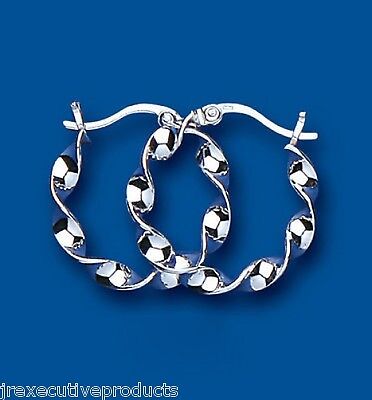 Silver Hoop Creole Earrings Twist Design 22mm 925 Hallmark
