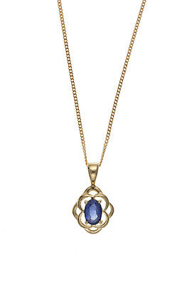 Sapphire Pendant and Earrings Set Solid Hallmarked Yellow Gold Kanchan Sapphire