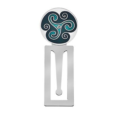 Bookmark Celtic Triskele Silver Plated Green Enamel Brand New & Boxed