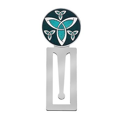 Bookmark Celtic Trinity Knot Silver Plated Green Enamel Brand New and Boxed