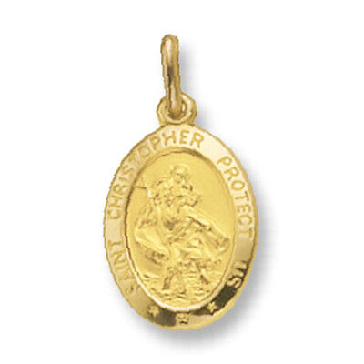 Gold St. Christopher Pendant Oval Yellow Gold Saint Christopher Necklace