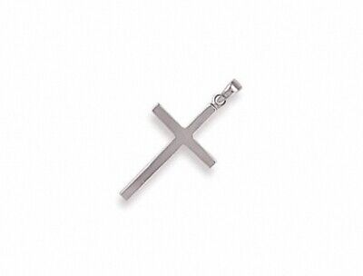 White Gold Plain Cross Pendant British Made Hallmarked