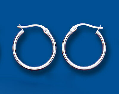 White Gold Hoop Earrings Hoops Creole 18mm Hallmarked