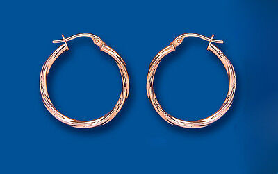 Rose Gold Hoop Earrings Rope Twist Hoop Creole Red Gold Hoops 24mm