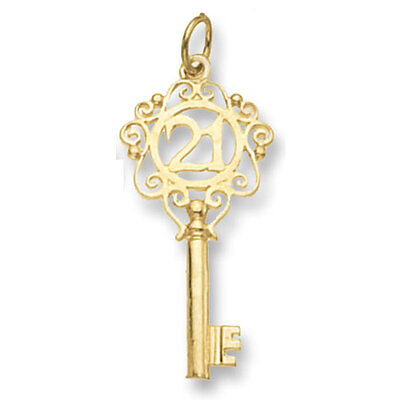 21st Birthday Key Pendant Yellow Gold Hallmarked British made