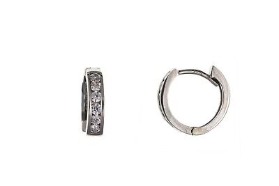 Men's Hoop Earring Gemstone Huggie Earring 9ct White Gold Earring