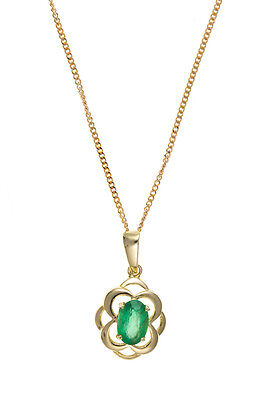Gold Emerald Pendant and Earrings Set Yellow Gold Solid Hallmarked
