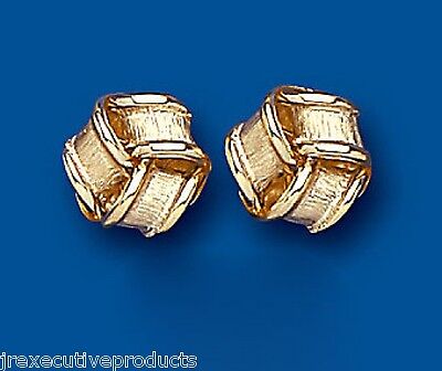 Yellow Gold Knot Stud Earrings Solid 9 Carat Studs 8mm British Made