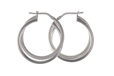 Silver Hoop Creole Earrings 925 Hallmark 24mm