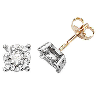 Real Diamond Stud Earrings 9ct Yellow Gold Brilliant Set Diamonds 0.60ctw