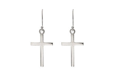Silver Cross Drop Earrings Drops Dangly 925 Hallmark