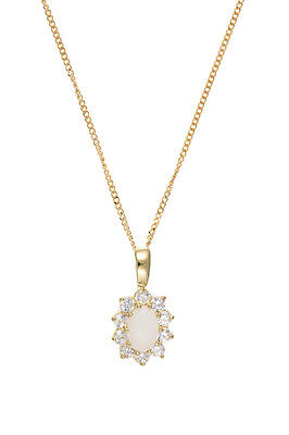 Opal Pendant and Earrings Set Cluster Solid Yellow Gold Hallmarked