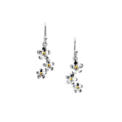 Daisy Cluster Drop Earrings Sterling Silver 925 Hallmarked Drops