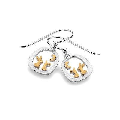 Moonlight Black Cat Earrings Sterling Silver 925 Hallmarked Drops