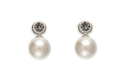 Pearl Earrings Cubic Zirconia Stud Sterling Silver Studs