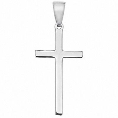 Plain Flat Silver Cross Pendant Necklace 40 x 18mm 925 Hallmark