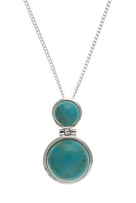 Real Turquoise Silver Pendant Necklace 925 Hallmark 18" Chain Natural Stone