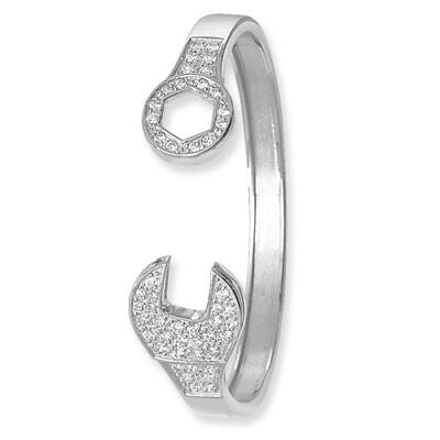 Sterling Silver Ladies Oval Spanner Bangle Hallmarked