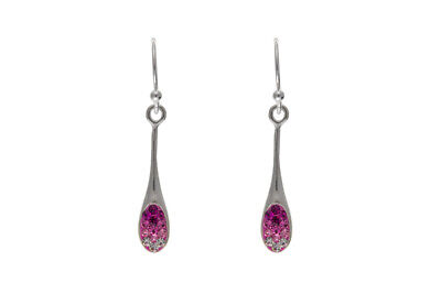 Pink Crystal Drop Earrings Sterling Silver 925 Hallmark Drops Dangly