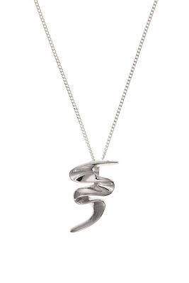 Solid Silver Swirl Pendant Necklace 18" Chain 925 Hallmark
