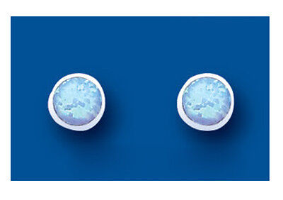 Blue Opal Stud Earrings Sterling Silver Studs 925 Hallmark British Made