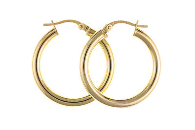 Hoop Earrings Yellow Gold Heavyweight Hoops Creole 30mm Hallmarked