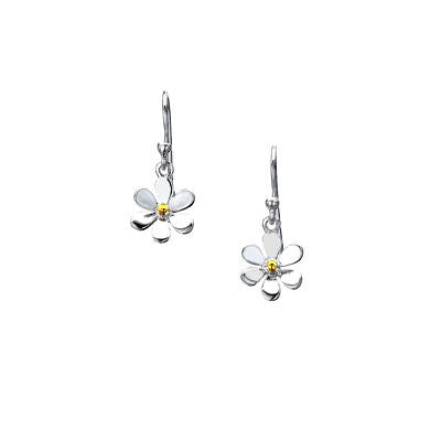 Dainty Daisy Drop Earrings Sterling Silver 925 Hallmarked Drops