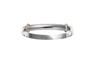 Solid Silver Baby Bangle Millgrain Edge 18 Months to 3 Years